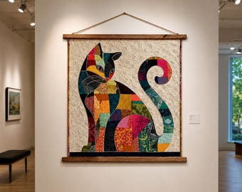Whisker Whimsy 3043D Patchwork Cat Quilt Pattern – Modern Appliqué Wall Art (Printed Paper)