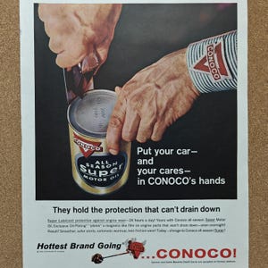 1960 Conoco All Season Super Motor Oil Advertisement - Saturday Evening Post - Vintage Automotive Ad
