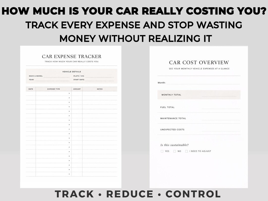 Car Expense Tracker PDF Vehicle Cost Planner Printable A4 US Letter - Etsy