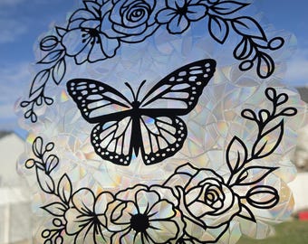 Floral Butterfly Bee Window Clings – Spring Static Stickers (Removable)
