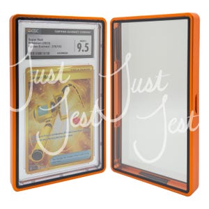 May include: A graded Pok&eacute;mon card in a protective orange case. The card features a gold and yellow design with the text "Super Rod" and "Trainer". The case is open, revealing the card and a white interior.
