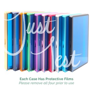 May include: A collection of colorful phone cases in various shades, including gold, orange, green, purple, pink, red, and blue. The cases are arranged side by side, with the text "Just Test" overlaid on the front. The cases have protective films.