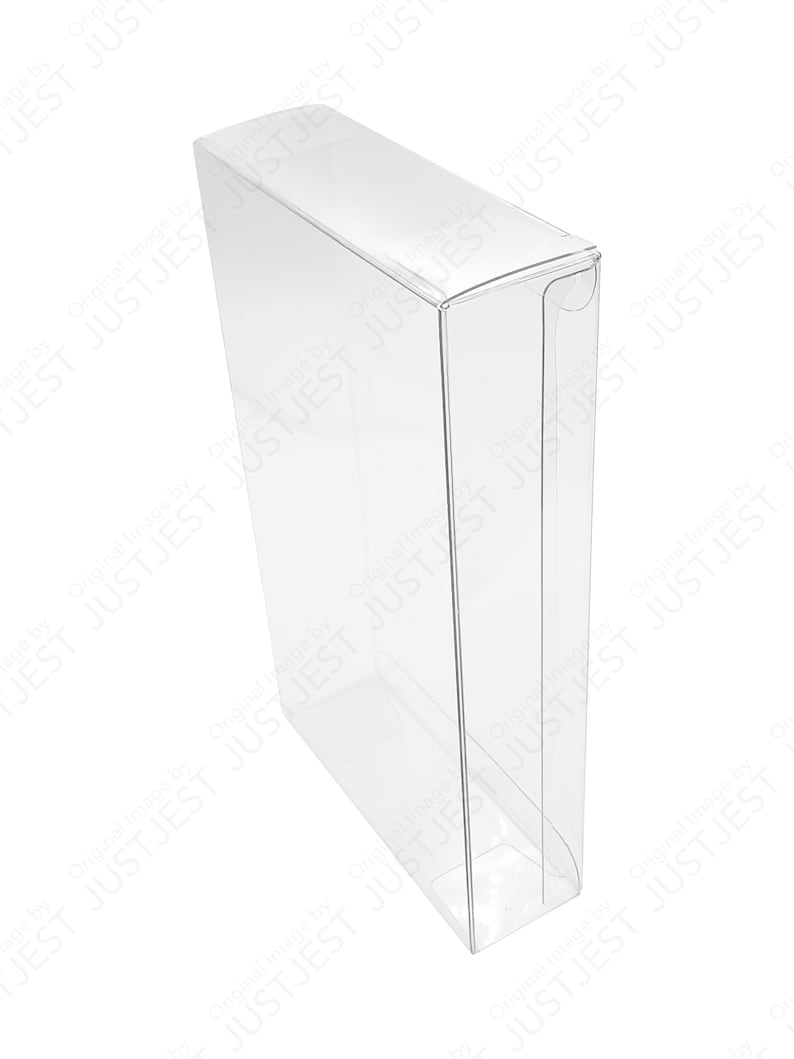 May include: A clear, rectangular plastic box with a hinged lid. The box is transparent, allowing visibility of the contents. The design is simple and functional, suitable for packaging or storage.