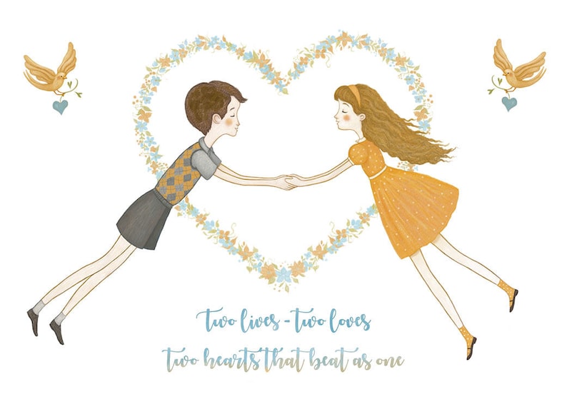 Two Hearts Anniversary Card Engagement Card Wedding Card