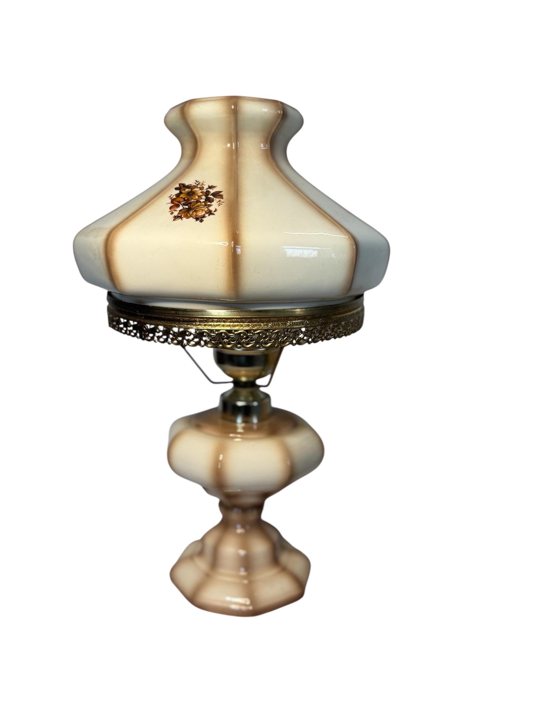 Abat-jour Vintage En Verre Marbré Rose Et Blanc – Fait Main – Angleterre