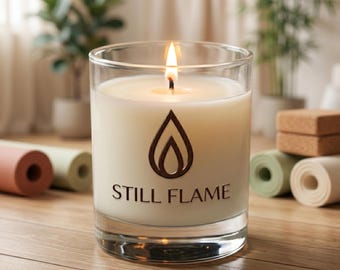 Transferencias UV DTF personalizadas para estudios de yoga - Pegatinas de barniz con relieve 3D - Etiquetas de logotipo sin bordes para tarros de té y velas (sin fondo)