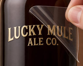 Etiquetas personalizadas 3D con efecto de cúpula de cristal / Etiquetas epoxi sin bordes para botellas de cerveza, vino y licores / Ideales para lotes pequeños / Cualquier logotipo, cualquier marca