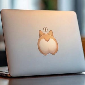 Pegatina de trasero de Corgi, calcomanía divertida de perro, resistente al agua y a los arañazos, acabado mate con detalles brillantes.