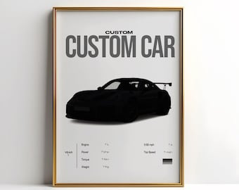 Póster de coche personalizado, impresión de coche personalizada, ilustración de coche personalizable, regalo único para entusiastas de los coches, regalo para amantes de los coches
