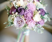 Alternative Bridal Bouquet - Dusty Miller, Purple Wedding, Sola Flowers, Keepsake Bouquet, Sola Bouquet, Rustic Wedding