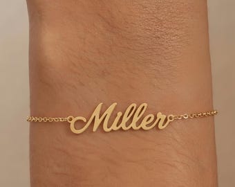 Custom Name Bracelet, Personalized Name Bracelet, Gold Plated Nameplate Jewelry, Anniversary Gift, Birthday Gift for Her, Bridesmaid Gift