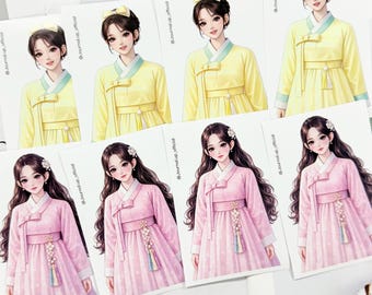 Hanbok Girl Series Character Sticker | Scrapbooking and Journaling