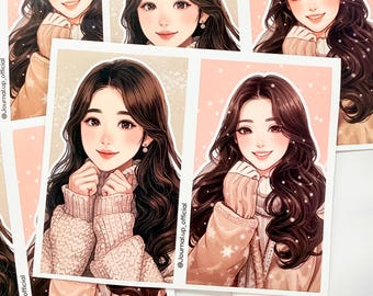 Cozy Winter Girl Character Sticker | Scrapbooking and Journaling