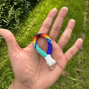 Handwoven Seed Bead Keychain Loop, Native Inspired Wristlet, Boho Bag Charm