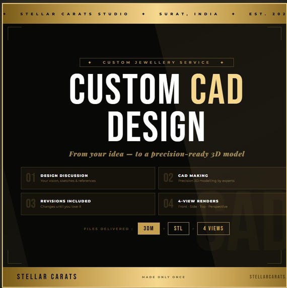 Custom Jewelry CAD Design Service | 3DM STL File | 3D Jewelry Modeling | Engagement Ring CAD | Bespoke Design | Starting 30 Usd