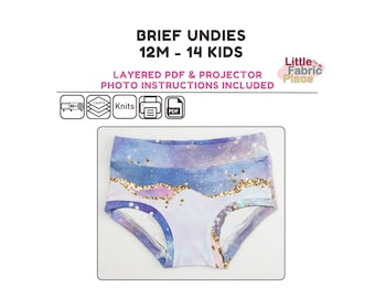 Sous-vêtements / Sous-vêtements / Coupe courte pour tout-petits et enfants Patron de couture Projecteur numérique PDF 12 m-14 ans