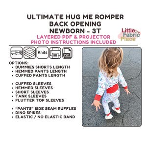 Ultimative Hug Me Romper Back PDF Print Digital und Nähen Schnittmuster | Babys Kleinkinder | NB-3T Easy Umschlag Pull Over