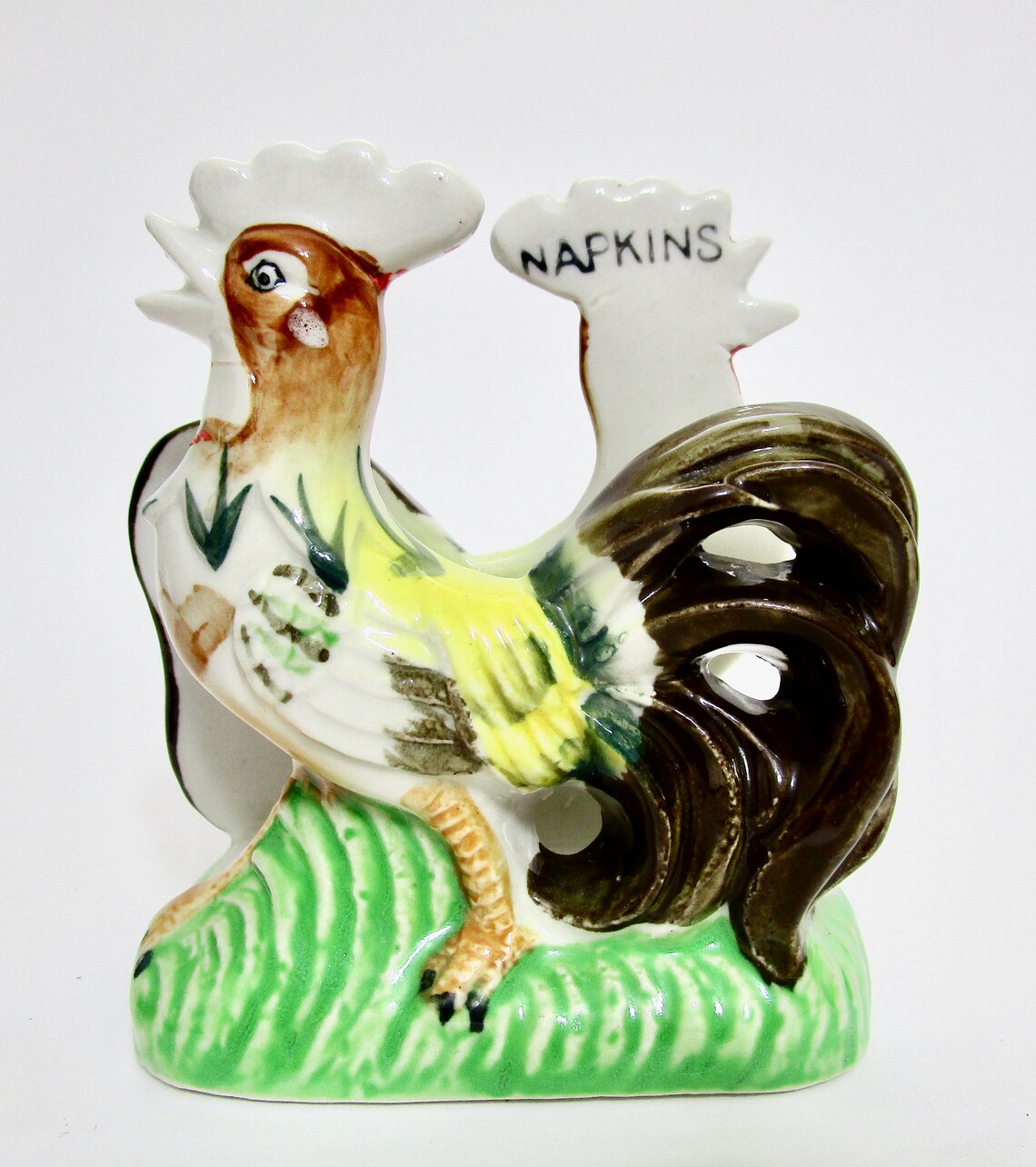 Vintage Ceramic Porcelain Rooster Napkin Holder Etsy