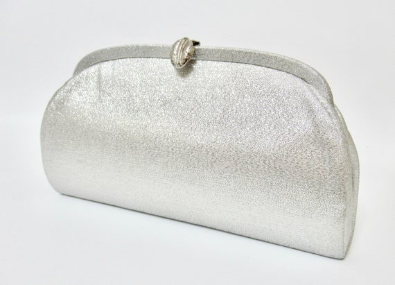 silver sparkle clutch bag