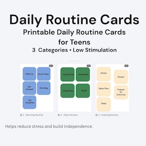 Autism Visual Routine Cards for Teens| Printable Daily Schedule| ADHD Planner| Special Needs Printable