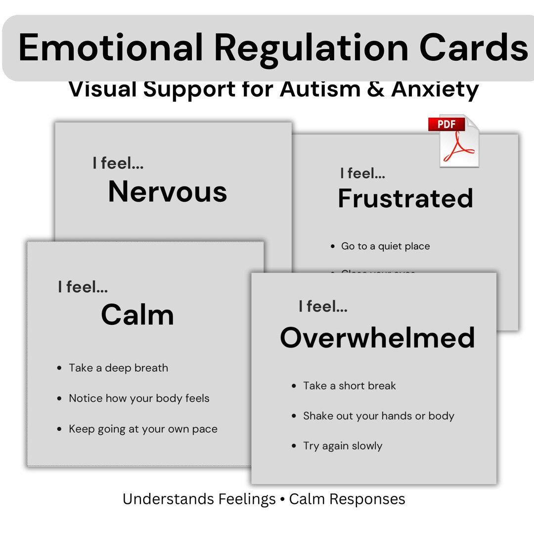 Emotional Regulation Cards for Autism & Teens | Calm Down Printable ...
