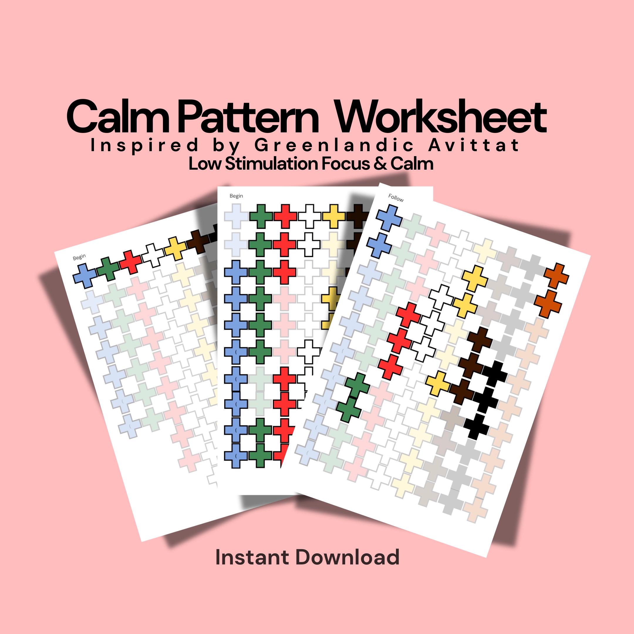 Autism Calm Pattern Worksheet | Avittat Inspired Calm Activity| Low ...