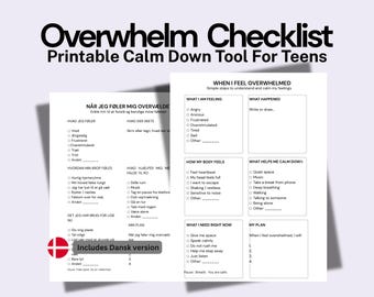 Lista de verificação para adolescentes sobre sobrecarga emocional | Autismo (para imprimir) | Ferramenta para ansiedade e regulação emocional