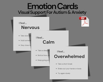 Cartões de Regulação Emocional para Adolescentes | Material Imprimível para Autismo | Ferramenta para Acalmar e Lidar com Situações Difíceis