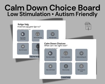Quadro de Escolhas para Acalmar o Autismo | Material Imprimível para Regulação Emocional | Ferramenta de Apoio à Ansiedade