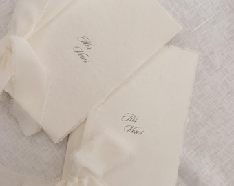 Ivory Ribbon Vow Cards | 5x7 Handmade Wedding Ceremony Books (His & Hers)
