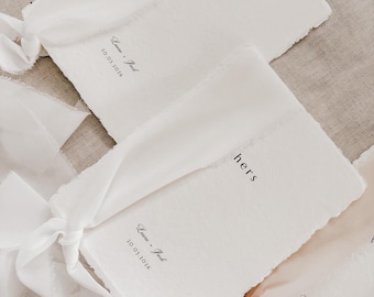 Set of Wedding Vow Cards – Deckle Edge Cotton Paper | Bridal Vows, Keepsake Cards