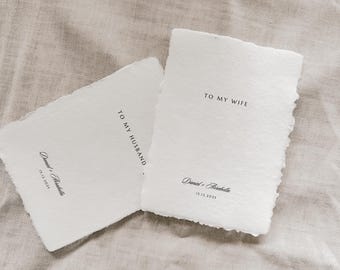 Set of Wedding Vow Cards – Deckle Edge Cotton Paper | Bridal Vows, Keepsake Cards