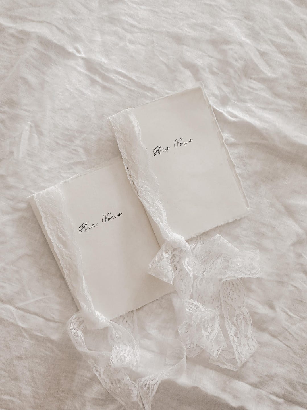 Lace Ribbon Vow Cards | 5x7 Handmade Wedding Ceremony Books (His & Hers)