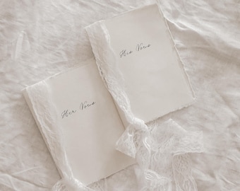 Lace Ribbon Vow Cards | 5x7 Handmade Wedding Ceremony Books (His & Hers)