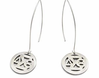 Delta Sigma Theta® Silver Dangle Earrings – Minimalist Greek Letter Cutout
