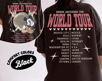 Retro Epcot World Tour 2-zijdig shirt, shirt Drink Around The World, Epcot Disney World-shirts, Epcot Drink Around the World-shirt, Disney 2026
