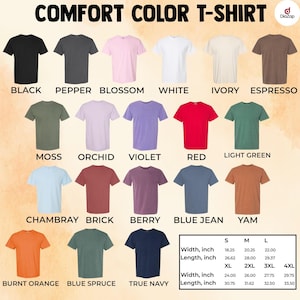 May include: A collection of short-sleeve t-shirts in various colors including black, pepper, blossom, white, ivory, espresso, moss, orchid, violet, red, light green, chambray, brick, berry, blue jean, yam, burnt orange, blue spruce, and true navy.