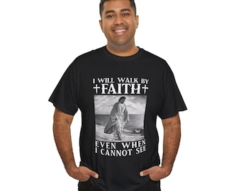 Glaube zu Fuß auf Wasser christliches T-Shirt | Inspirierendes religiöses T-Shirt