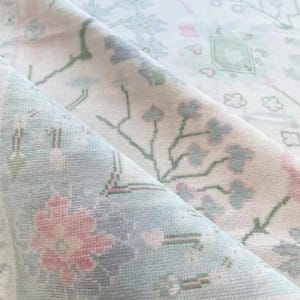 Hand-Knotted Oushak Carpet - Ivory Floral Wool Rug Soft Vintage Area Carpet