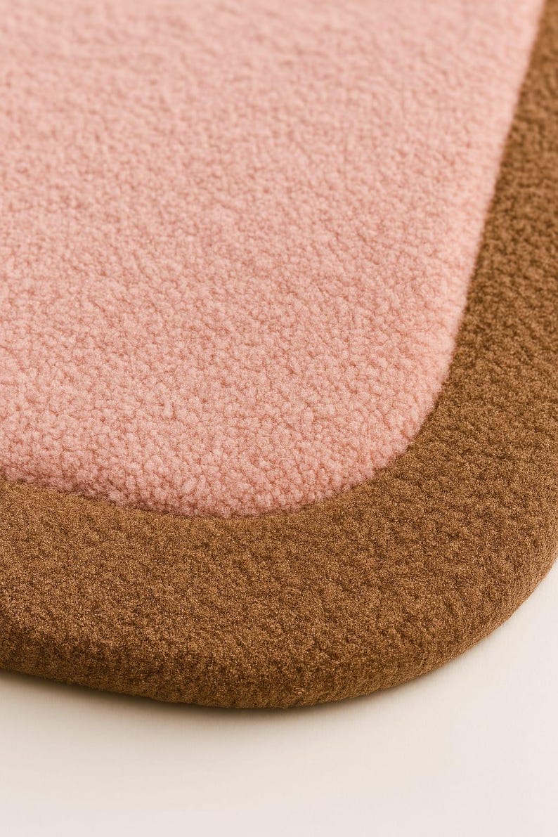 Border Area Rug Pink Hand-tufted Bordered Carpet – Blush Pink Wool Area Rug With Brown ...