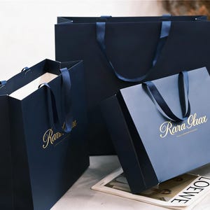 Personliga lyxiga presentpåsar, elegant frieripåse för brudtärnor med bandhandtag, boutiquevälkomstpåsar för bröllop, presentgåvor till företagsevenemang