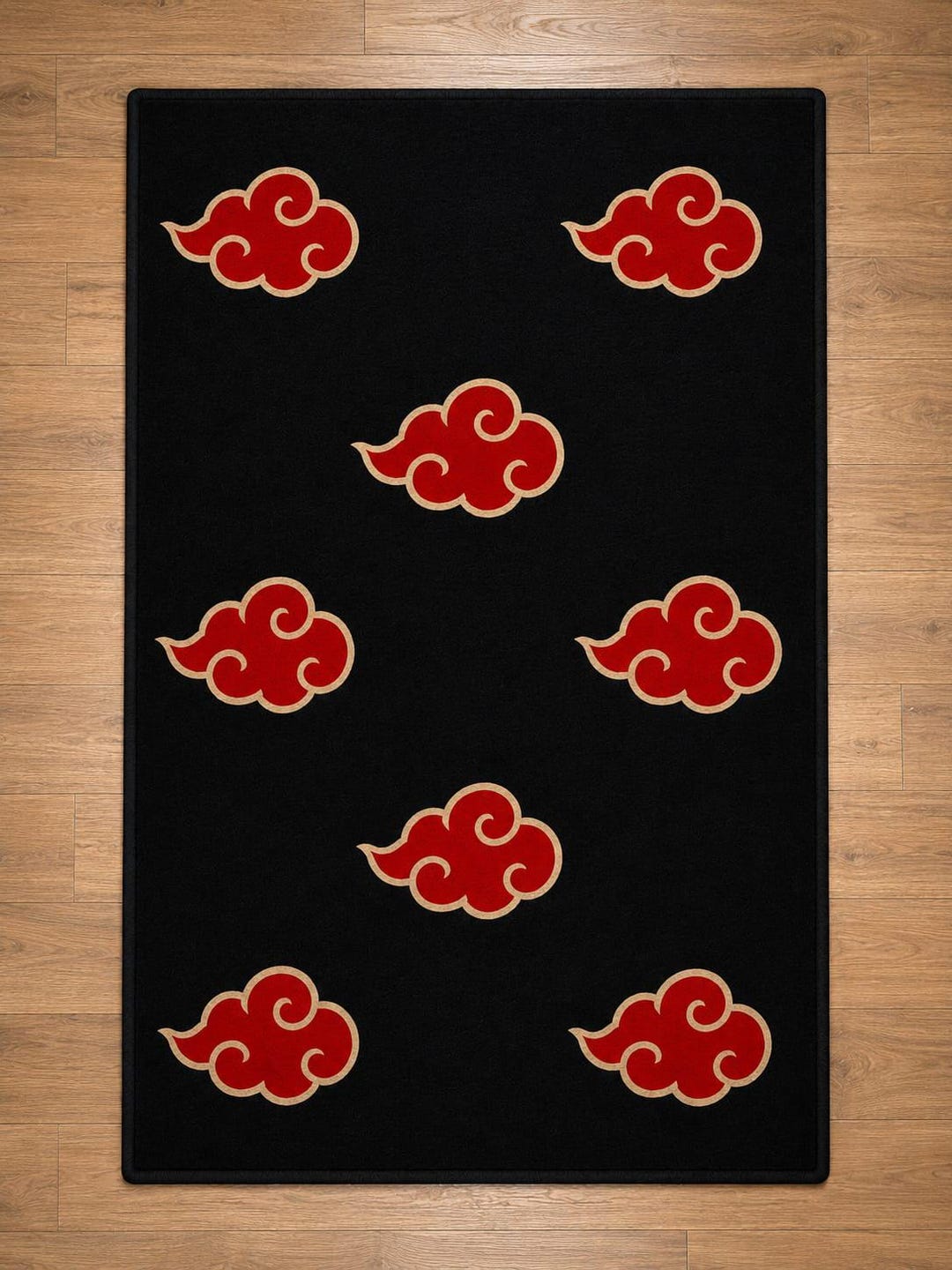 Hand Tufted Akatsuki Cloud Rug | Black Red Anime Gaming Carpet - Etsy