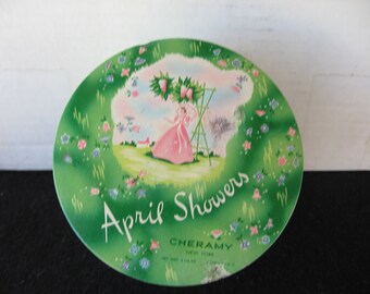 Vintage April Showers Cheramy  Vanity Powder Tin