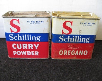 Lot of 2 Vintage Schilling Spice Tins
