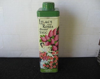 Vintage Lander LILACS and ROSES Blended TALC Powder Tin