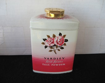 Vintage Yardley Red Roses Talc Powder Tin , Talcum powder, Red rose graphics