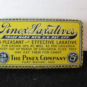 Vintage Pinex Laxatives Tin