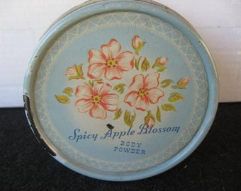 Vintage Spicy Apple Blossom Body Powder Tin By "Lander"