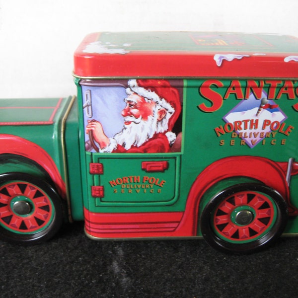 Santa's North Pole Delivery  Christmas Truck Tin with turning wheels