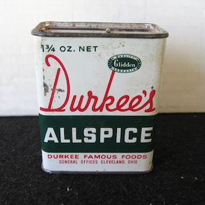 Vintage collectible Durkee&#39;s Allspice Spice tin